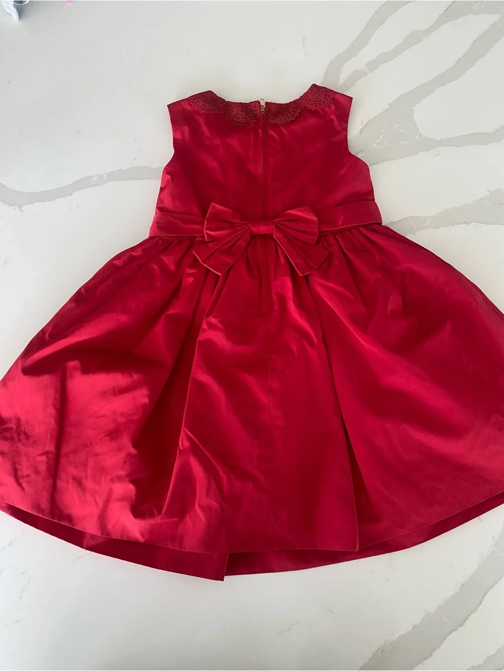 Jason Wu Neiman Marcus Girls Red Holiday Lace Collar Bow Lined Dress 4T